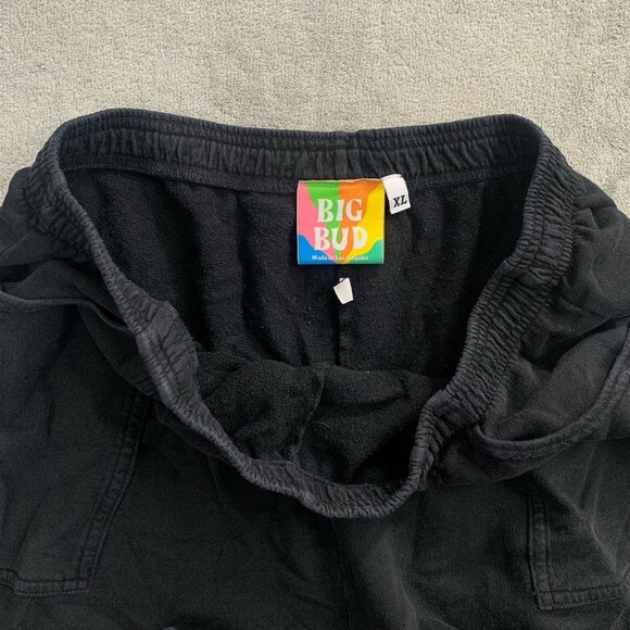 Big Bud Press Sweat Shorts Womens XL Faded Black Pockets Sun Logo Loungewear 4” - Picture 5 of 8